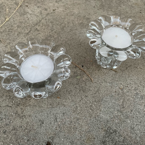 Vintage.MADE IN ITALY. Two Glass Candle Stick Holders - Picture 2 of 8